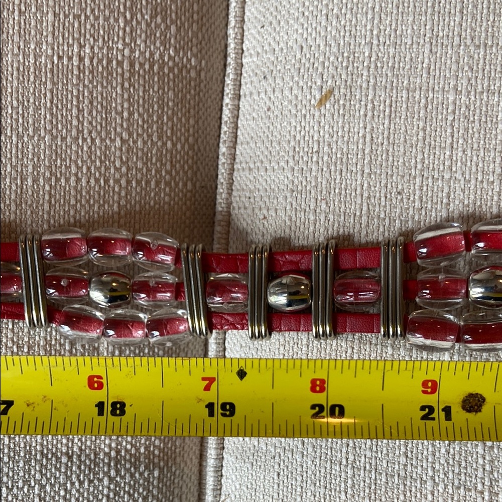 Jose Corel Vitage made in France Stylish Red leather belt with Beaded Band - Picture 8 of 10